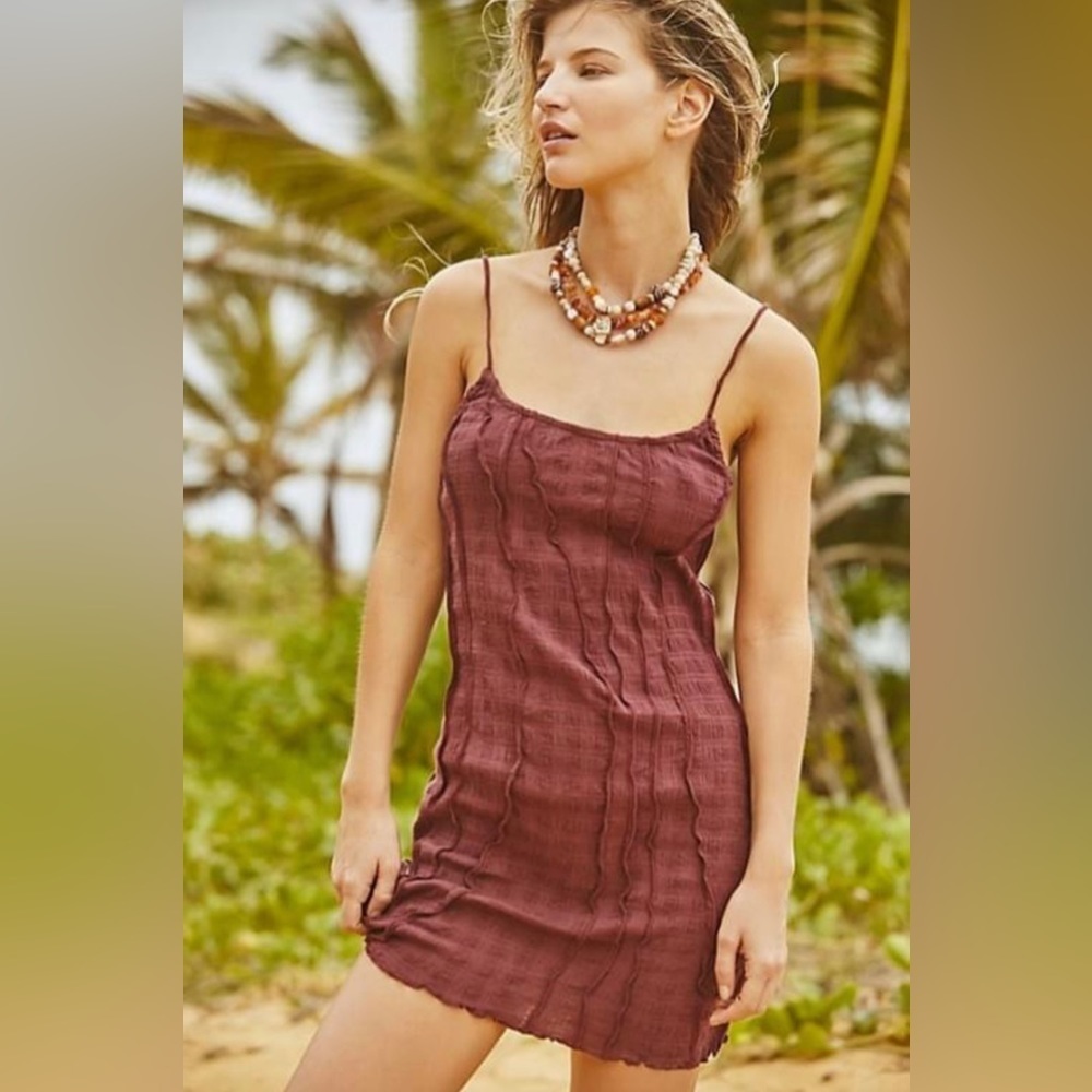 NWOT Free People Throwing Shade Mini Dress Burgundy Size Small Wild Garnet